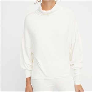 Free People Cowl Neck Pull Over Ribbed Knit Sweater Top Cream Size XS